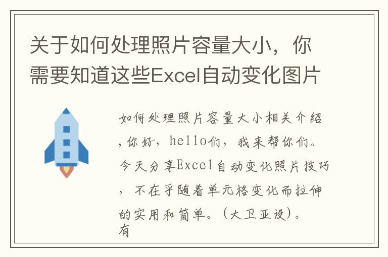 关于如何处理照片容量大小，你需要知道这些Excel自动变化图片技巧，随单元格变化拉伸缩小，实用简单不操心