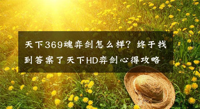 天下369魂弈剑怎么样？终于找到答案了天下HD弈剑心得攻略 最具个性弈剑心得分享