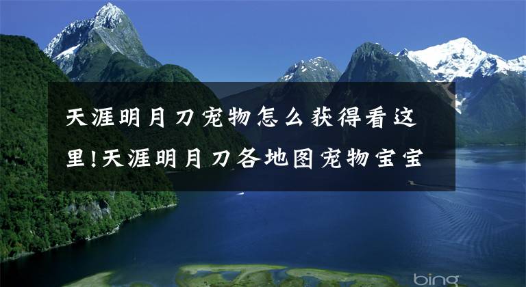 天涯明月刀宠物怎么获得看这里!天涯明月刀各地图宠物宝宝捕捉地点大全