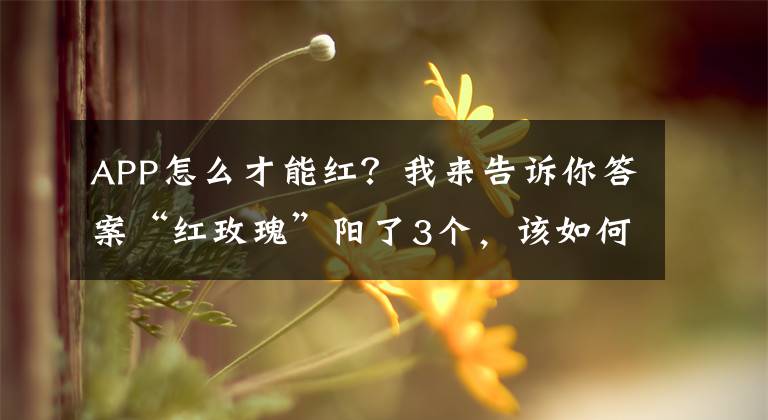 APP怎么才能红？我来告诉你答案“红玫瑰”阳了3个，该如何见Tony?