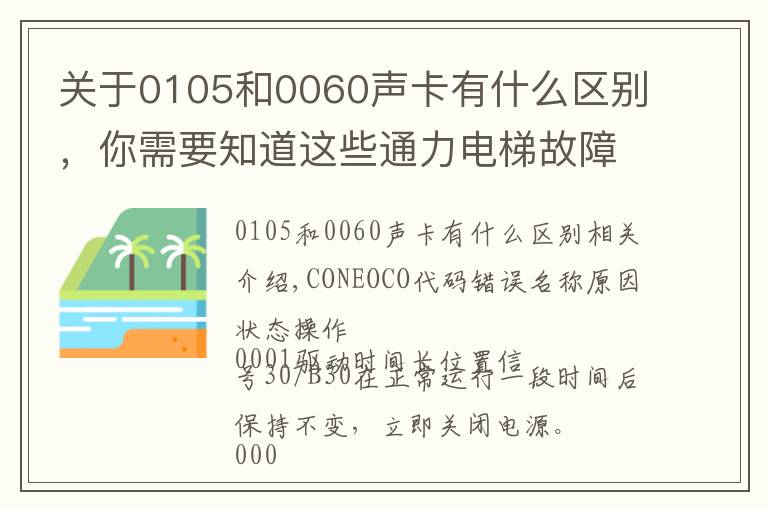 关于0105和0060声卡有什么区别，你需要知道这些通力电梯故障代码和安全回路板详解