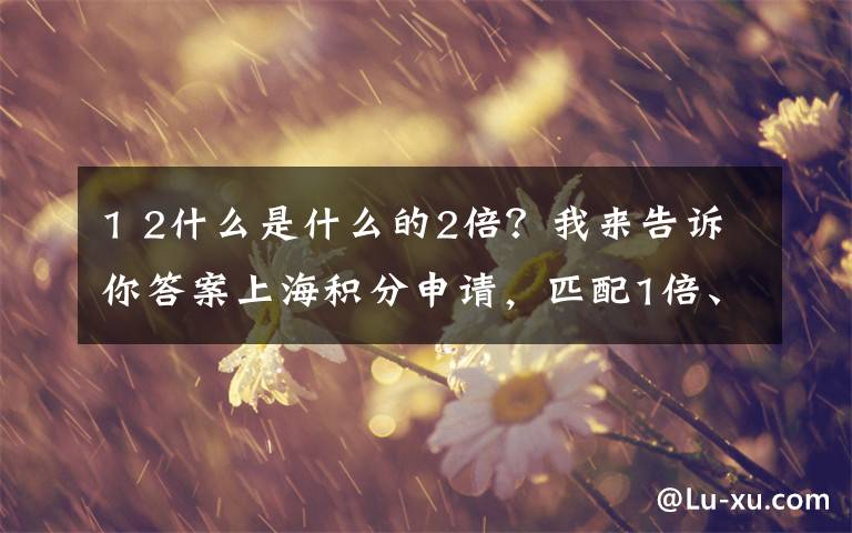 1 2什么是什么的2倍？我来告诉你答案上海积分申请，匹配1倍、2倍基数，到底是多少工资？