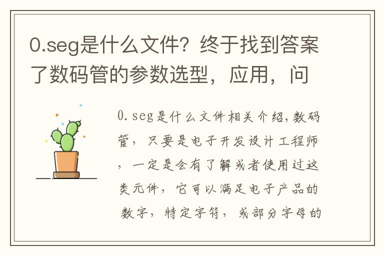0.seg是什么文件？终于找到答案了数码管的参数选型，应用，问题分析，以及编程思路讲解