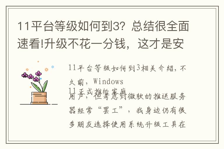 11平台等级如何到3？总结很全面速看!升级不花一分钱，这才是安装windows 11的正确方式