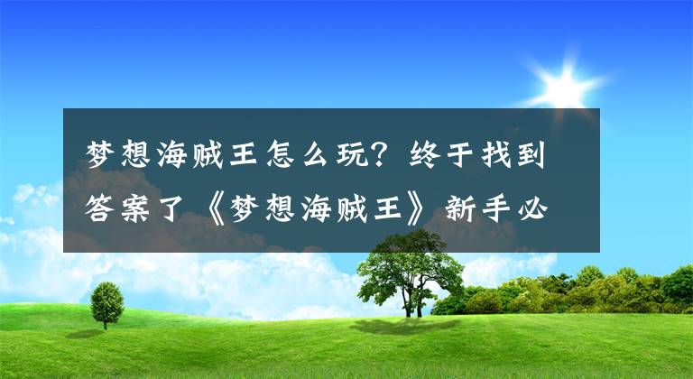 梦想海贼王怎么玩？终于找到答案了《梦想海贼王》新手必备攻略 如何速升15级
