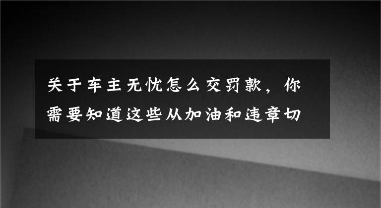 关于车主无忧怎么交罚款，你需要知道这些从加油和违章切入，车主无忧想做车后市场一站式服务平台