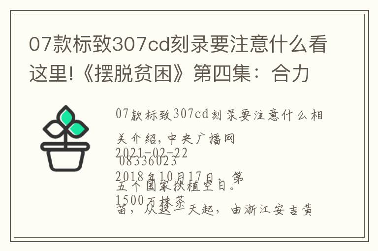 07款标致307cd刻录要注意什么看这里!《摆脱贫困》第四集：合力攻坚