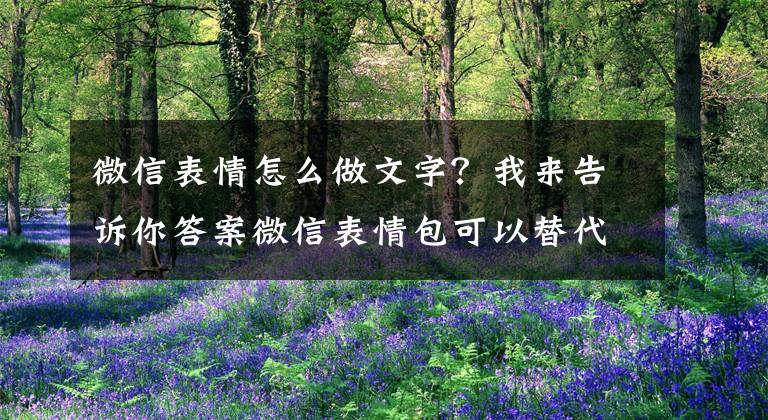 微信表情怎么做文字？我来告诉你答案微信表情包可以替代文字输入吗？