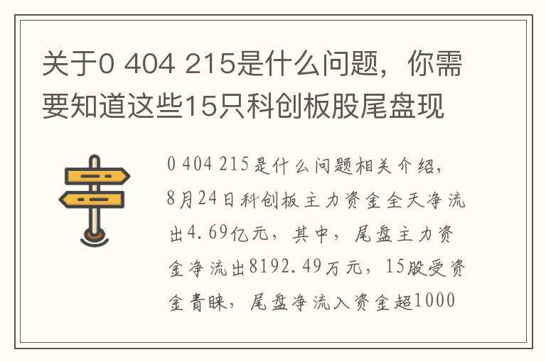 关于0 404 215是什么问题，你需要知道这些15只科创板股尾盘现大额资金净流入