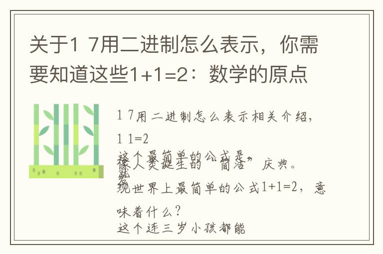 关于1 7用二进制怎么表示，你需要知道这些1+1=2：数学的原点