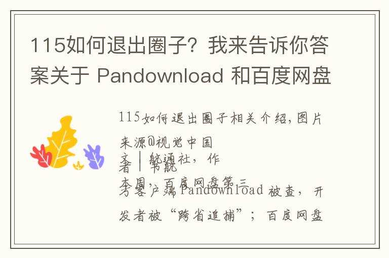 115如何退出圈子？我来告诉你答案关于 Pandownload 和百度网盘，你想知道的都在这里了