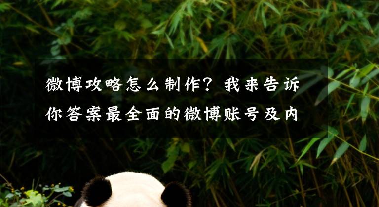 微博攻略怎么制作？我来告诉你答案最全面的微博账号及内容运营攻略
