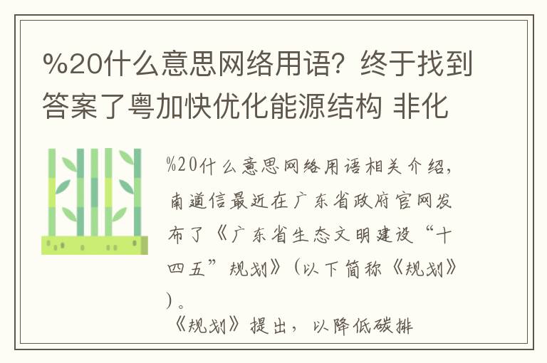 %20什么意思网络用语？终于找到答案了粤加快优化能源结构 非化石能源占一次能源消费比重达29%