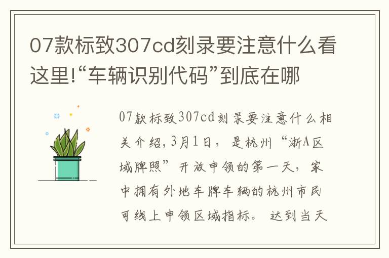 07款标致307cd刻录要注意什么看这里!“车辆识别代码”到底在哪儿？