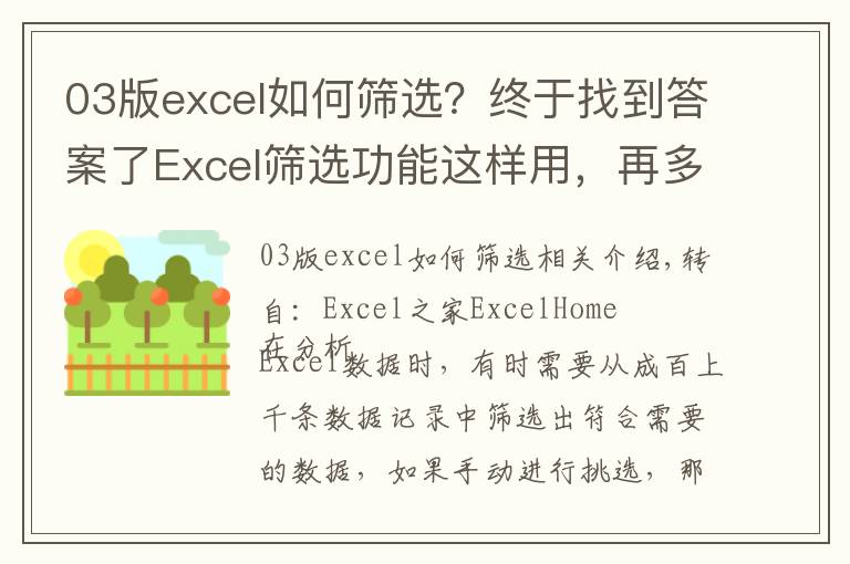 03版excel如何筛选？终于找到答案了Excel筛选功能这样用，再多数据我也不惧了