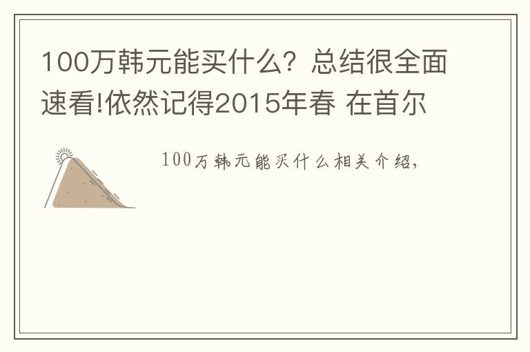 100万韩元能买什么？总结很全面速看!依然记得2015年春 在首尔100多万韩币买的miumiu包包