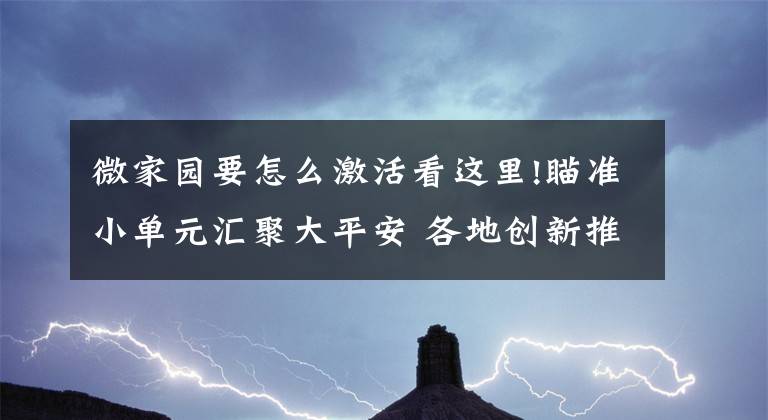 微家园要怎么激活看这里!瞄准小单元汇聚大平安 各地创新推动“微治理”有声有色