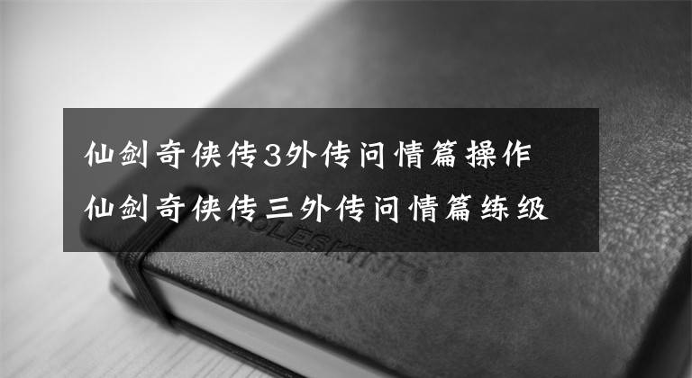 仙剑奇侠传3外传问情篇操作 仙剑奇侠传三外传问情篇练级点