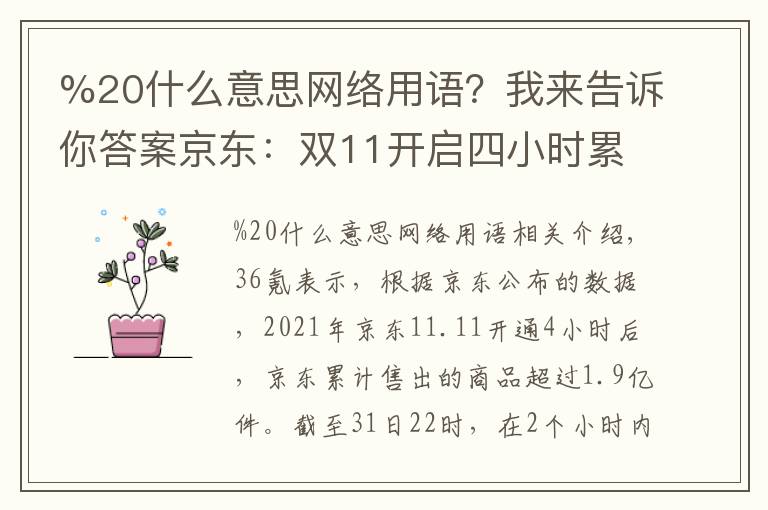 %20什么意思网络用语？我来告诉你答案京东：双11开启四小时累计售出商品超1.9亿件