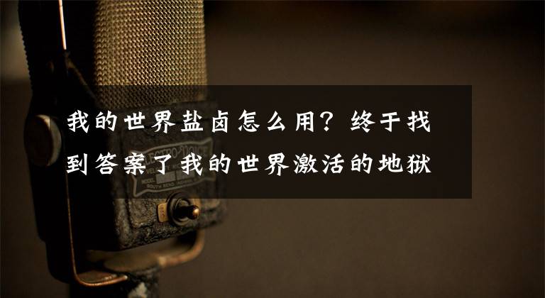 我的世界盐卤怎么用？终于找到答案了我的世界激活的地狱豆腐怎么做 有什么用