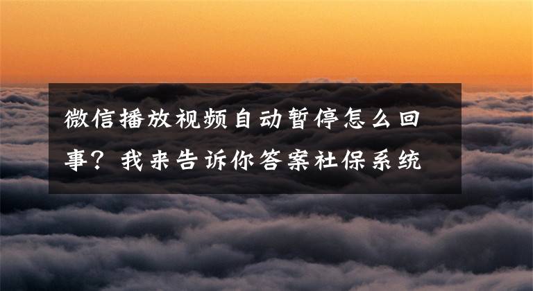 微信播放视频自动暂停怎么回事？我来告诉你答案社保系统停机期间，业务怎么办？最新回复来了