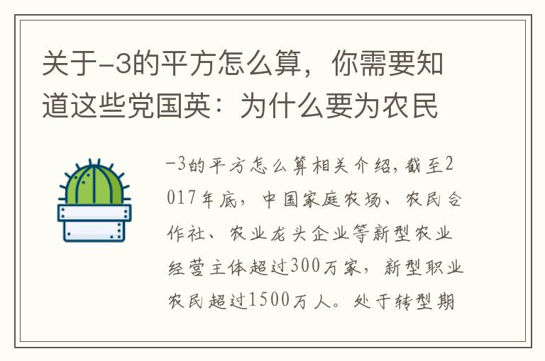 关于-3的平方怎么算，你需要知道这些党国英：为什么要为农民创造就近兼业条件？