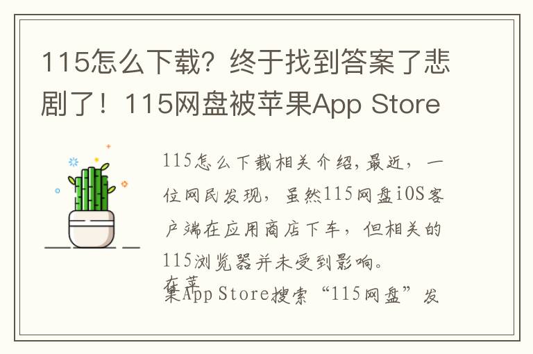 115怎么下载？终于找到答案了悲剧了！115网盘被苹果App Store下架