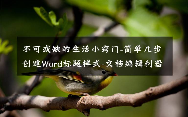 不可或缺的生活小窍门-简单几步创建Word标题样式-文档编辑利器