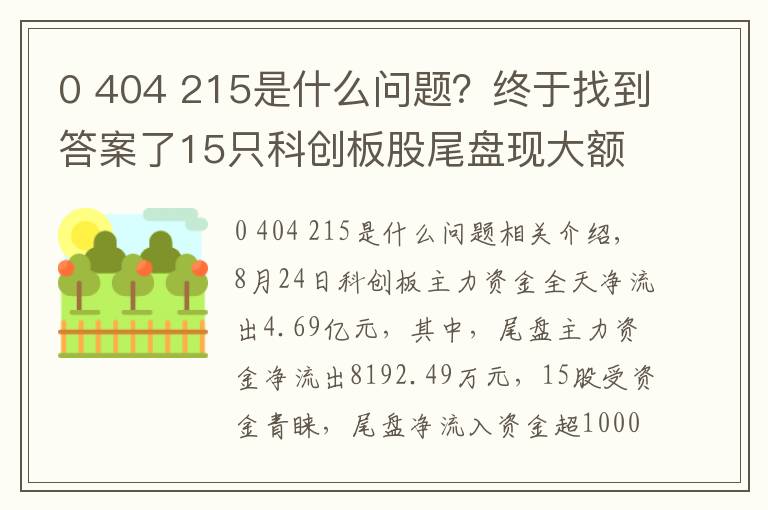 0 404 215是什么问题？终于找到答案了15只科创板股尾盘现大额资金净流入