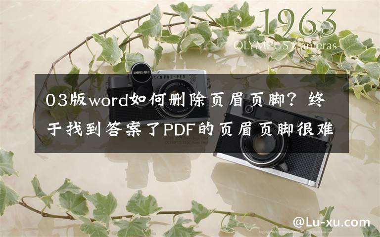 03版word如何删除页眉页脚？终于找到答案了PDF的页眉页脚很难搞？最简单的编辑和删除方法都在这里