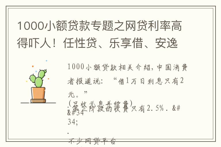 1000小额贷款专题之网贷利率高得吓人！任性贷、乐享借、安逸花等平台仍未“明码标价”