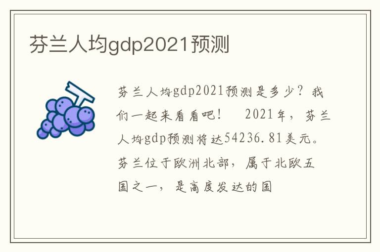 芬兰人均gdp2021预测