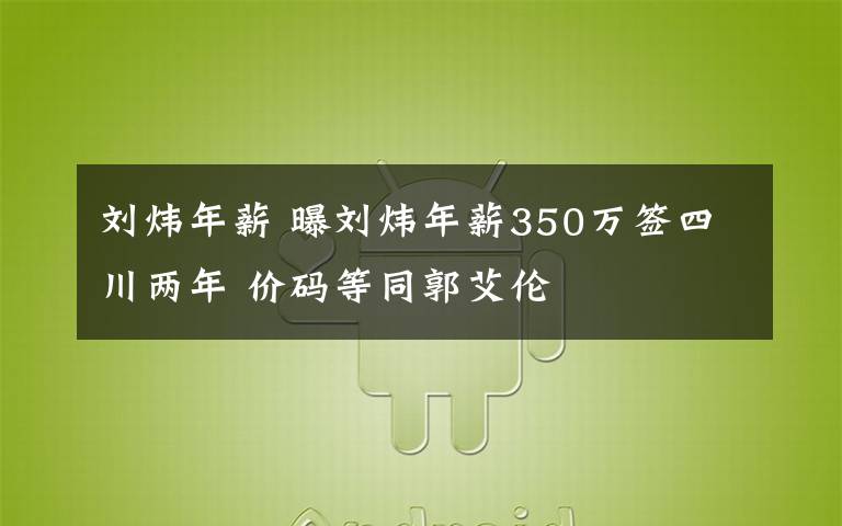 刘炜年薪 曝刘炜年薪350万签四川两年 价码等同郭艾伦