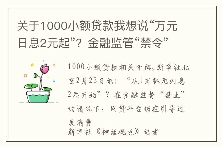 关于1000小额贷款我想说“万元日息2元起”？金融监管“禁令”下仍有网贷平台诱导过度消费