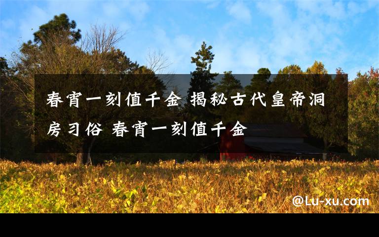 春宵一刻值千金 揭秘古代皇帝洞房习俗 春宵一刻值千金
