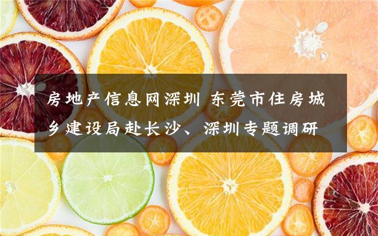 房地产信息网深圳 东莞市住房城乡建设局赴长沙、深圳专题调研学习房地产调控工作