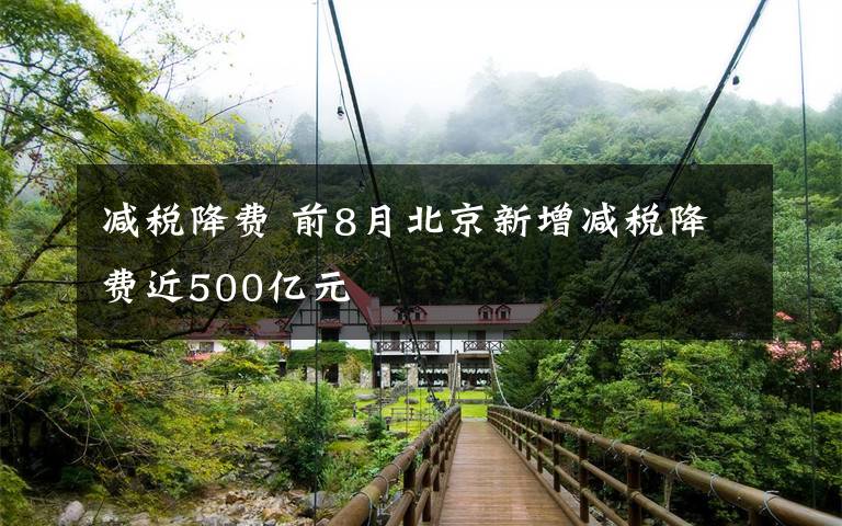 减税降费 前8月北京新增减税降费近500亿元