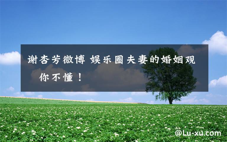 谢杏芳微博 娱乐圈夫妻的婚姻观　你不懂！