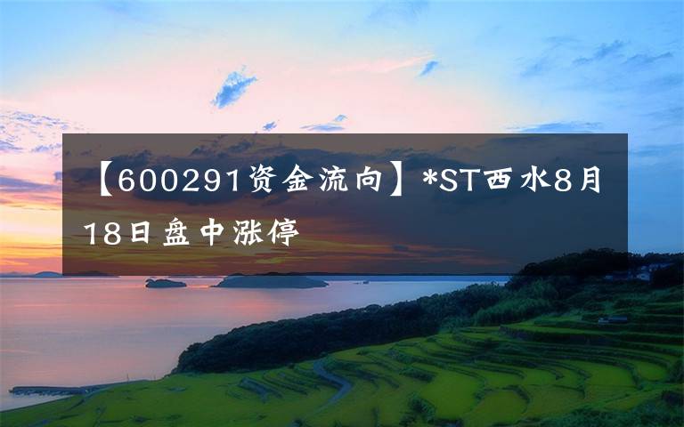 【600291资金流向】*ST西水8月18日盘中涨停