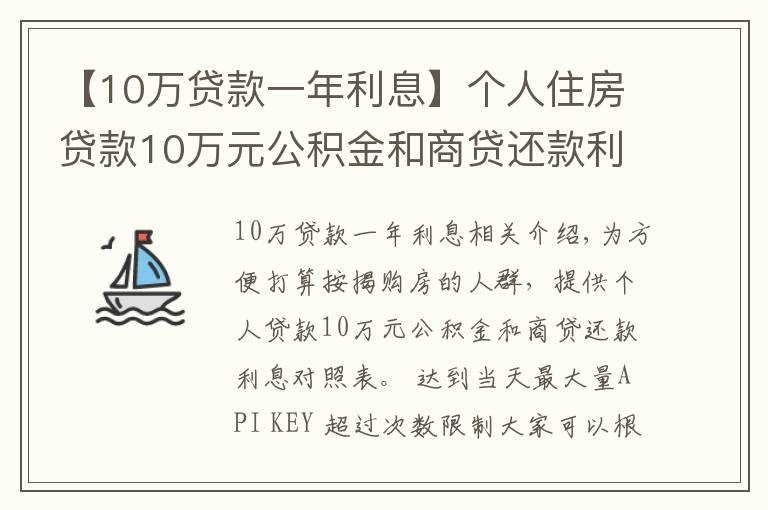 【10万贷款一年利息】个人住房贷款10万元公积金和商贷还款利息对照表