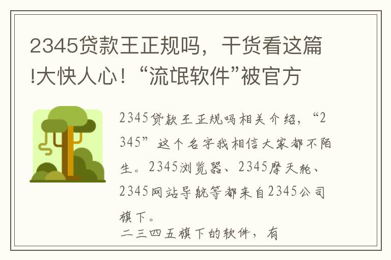 2345贷款王正规吗，干货看这篇!大快人心！“流氓软件”被官方点名，深扒二三四五背后的黑历史