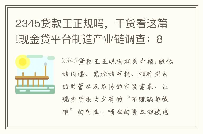 2345贷款王正规吗，干货看这篇!现金贷平台制造产业链调查：8万8买套系统就开张，有人撸贷款买房