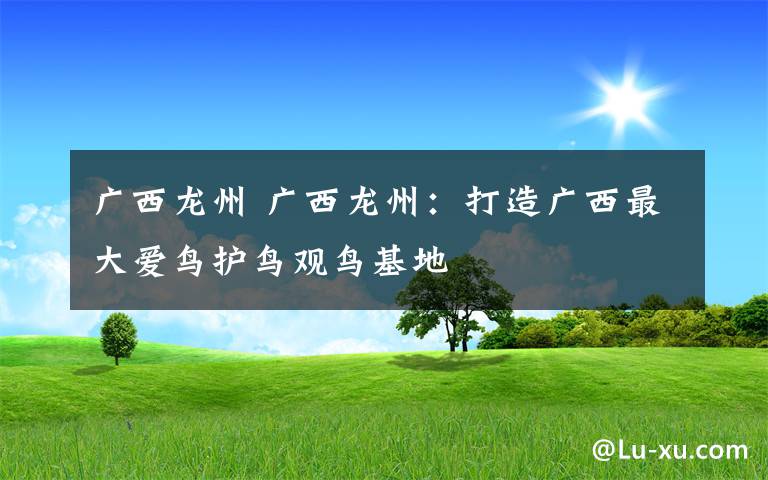 广西龙州 广西龙州：打造广西最大爱鸟护鸟观鸟基地