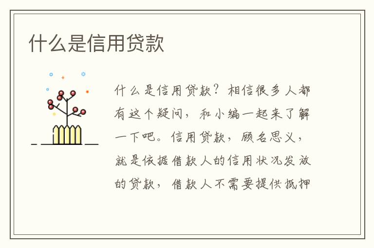 什么是信用贷款