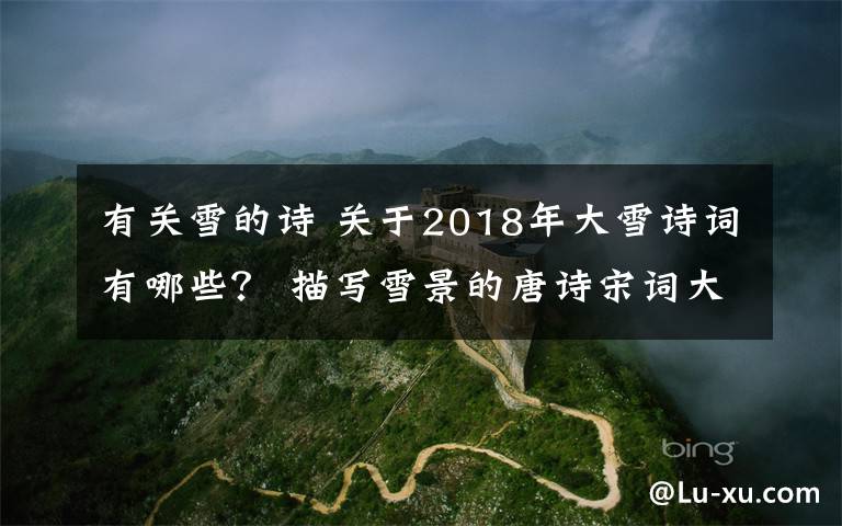 有关雪的诗 关于2018年大雪诗词有哪些？ 描写雪景的唐诗宋词大全
