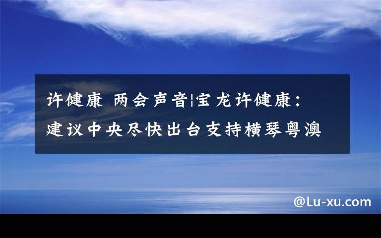 许健康 两会声音|宝龙许健康：建议中央尽快出台支持横琴粤澳深度合作区建设方案
