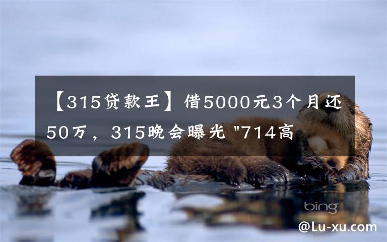 【315贷款王】借5000元3个月还50万，315晚会曝光 "714高炮"黑幕，涉及融360等多家网贷平台，中概互金股昨夜大跳水