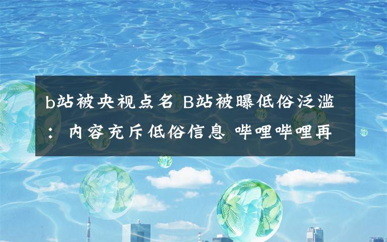 b站被央视点名 B站被曝低俗泛滥：内容充斥低俗信息 哔哩哔哩再被央视点名