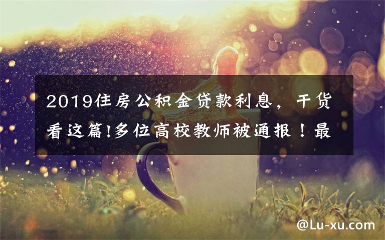 2019住房公积金贷款利息，干货看这篇!多位高校教师被通报！最多一人涉及6所高校……