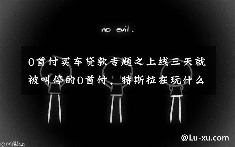 0首付买车贷款专题之上线三天就被叫停的0首付，特斯拉在玩什么把戏？